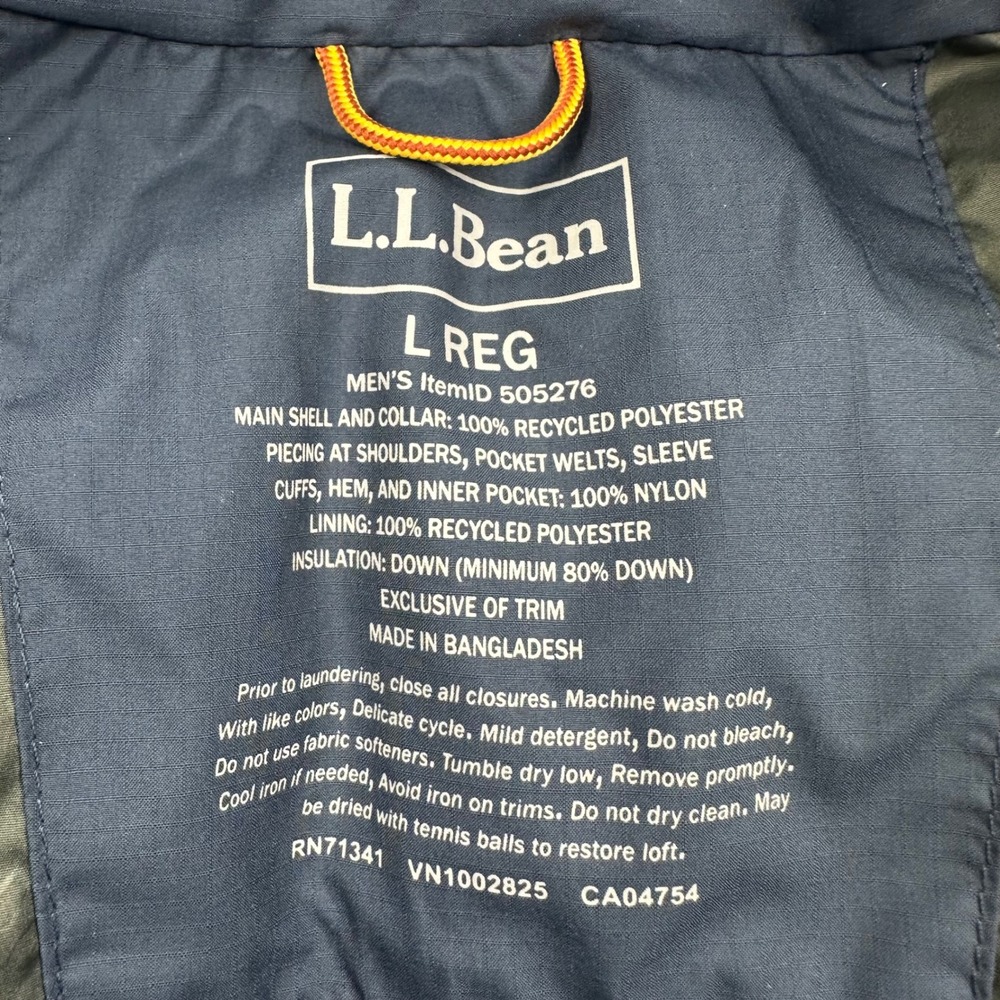 LL Bean Mens Mountain Classic Down Parka Blue Puffer Jacket Hooded Large L Reg - Picture 5 of 16